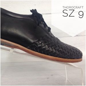 THOROCRAFT OXFORD DRESS SHOES WEAVED UPPER SZ 9